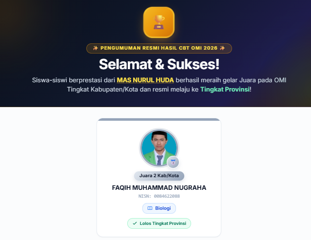 Juara 2 Olimpiade Madrasa Indonesia Mapel Biologi